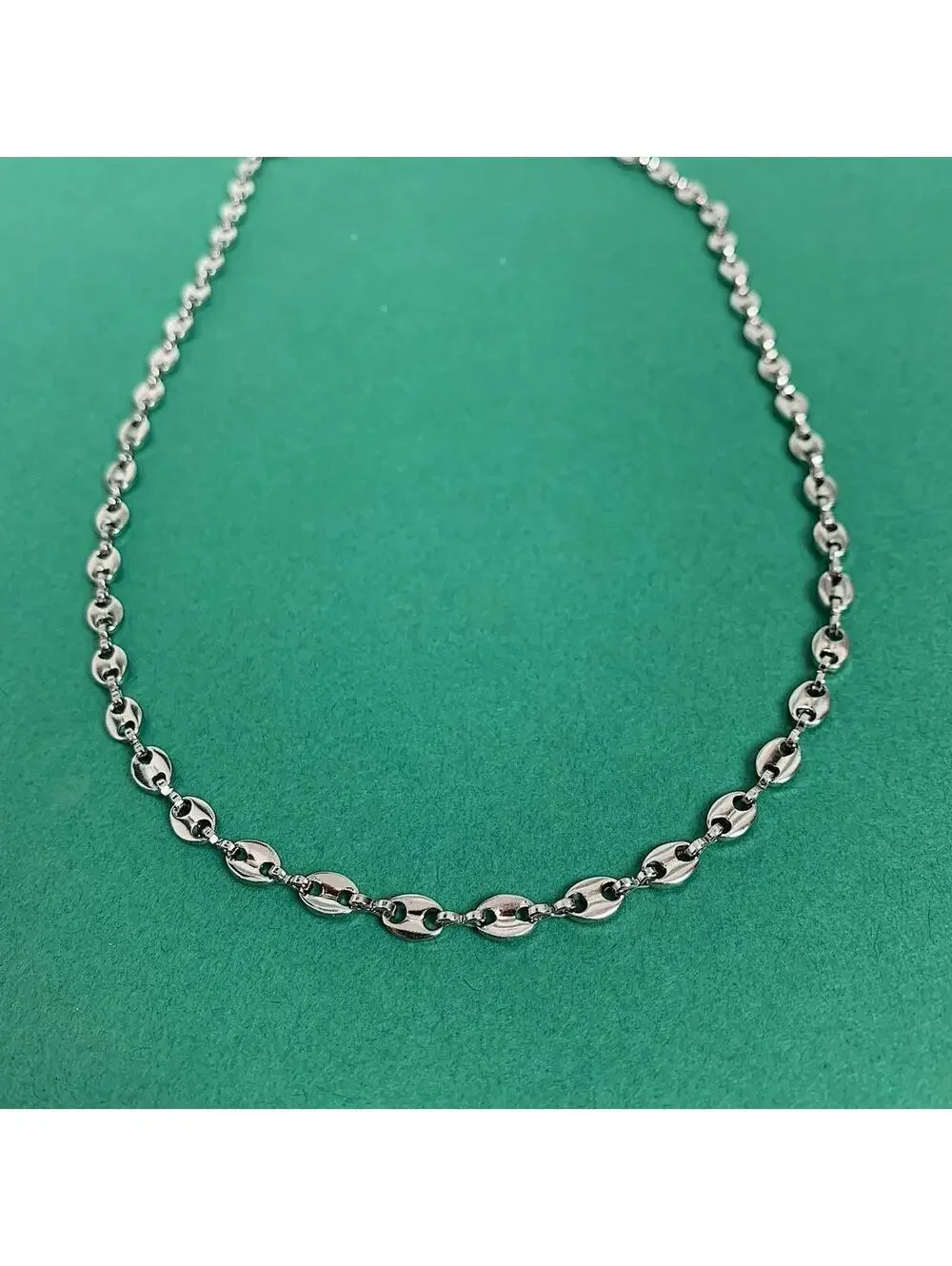 Y2k Cyber Vintage 2000s style Coffee Bean Stainless Steel Silver Necklace. High